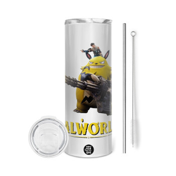 Palworld, Tumbler ποτήρι θερμό από ανοξείδωτο ατσάλι 600ml, με μεταλλικό καλαμάκι & βούρτσα καθαρισμού