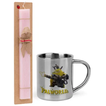 Palworld, Πασχαλινή Λαμπάδα με μεταλλική κούπα θερμό (300ml) & κερί αρωματικό πλακέ (30cm) (ΡΟΖ)