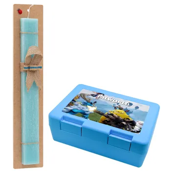 Palworld, Easter Set, children's snack container BLUE & Easter aromatic flat candle (30cm) (TURQUOISE)