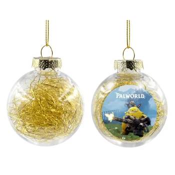 Palworld, Transparent Christmas tree ball ornament with gold filling 8cm