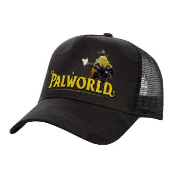 Palworld, Adult Structured Trucker Hat, with Mesh, Dark Army (100% COTTON, ADULT, UNISEX, ONE SIZE)
