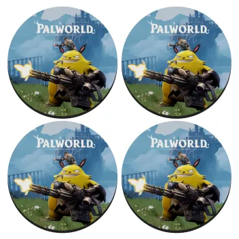 Palworld, SET of 4 round wooden coasters (9cm)