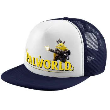 Palworld, Adult Soft Trucker Hat with Dark Blue/White Mesh (POLYESTER, ADULT, UNISEX, ONE SIZE)