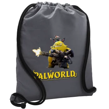 Palworld, Τσάντα πλάτης πουγκί GYMBAG ΓΚΡΙ, με τσέπη (40x48cm) & χονδρά κορδόνια