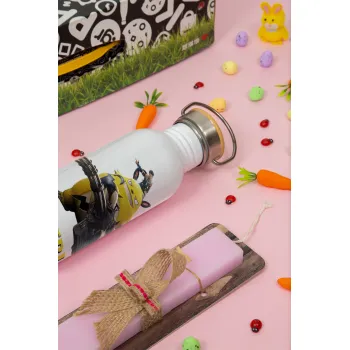 Palworld, Easter Set, SS Metallic water bottle (620ml, stainless steel) & scented flat Easter candle (30cm) (PINK)