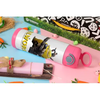 Palworld, Easter candle, Childrens hot water bottle, stainless steel, with safety straw, PINK (500ml)