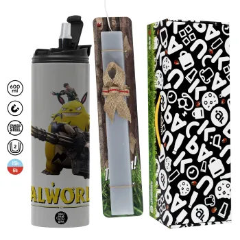 Palworld, Easter candle with Grey Tumbler Thermo 600ml & aromatic flat candle (30cm) (GREY)