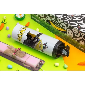 Palworld, Πασχαλινή Λαμπάδα με Travel Tumbler θερμό με διπλό καπάκι (600ml, BPA free) & κερί αρωματικό πλακέ (30cm) (ΡΟΖ)