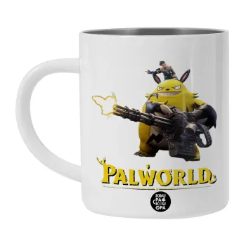 Palworld, Λευκή Ανοξείδωτη Μεταλλική Κούπα 450ml - Διπλού Τοιχώματος 