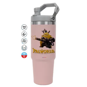 Palworld, ΡΟΖ χρώματος Θερμός Ανοξείδωτο 890ml (30oz) με χερούλι