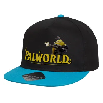 Palworld, Καπέλο παιδικό Flat Snapback, Μαύρο/Μπλε (100% ΒΑΜΒΑΚΕΡΟ, ΠΑΙΔΙΚΟ, UNISEX, ONE SIZE)