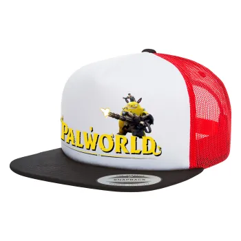 Palworld, Καπέλο Ενηλίκων Foam Flat Snapback με Δίχτυ Μαύρο-Λευκό-Κόκκινο (POLYESTER, ΕΝΗΛΙΚΩΝ, UNISEX, ONE SIZE)