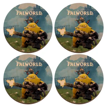 Palworld, ΣΕΤ x4 Σουβέρ ξύλινα στρογγυλά plywood (9cm)