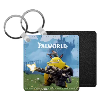 Palworld, Μπρελόκ Δερματίνη, τετράγωνο ΜΑΥΡΟ (5x5cm)