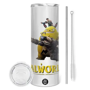 Palworld, Tumbler ποτήρι θερμό από ανοξείδωτο ατσάλι 600ml, με μεταλλικό καλαμάκι & βούρτσα καθαρισμού