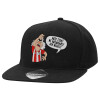 Adult Flat Snapback Hat Black, (100% COTTON TWILL, ADULT, UNISEX, ONE SIZE)