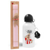 Easter Set, metallic aluminum bottle (500ml) & aromatic flat Easter candle (30cm) (PINK)