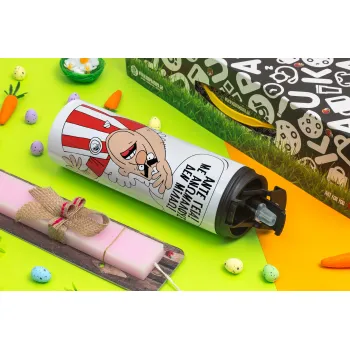 Τάκης, Άντε γεια, με ανώμαλους δεν μιλάω!, Πασχαλινή Λαμπάδα με Travel Tumbler θερμό με διπλό καπάκι (600ml, BPA free) & κερί αρωματικό πλακέ (30cm) (ΡΟΖ)