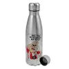 Metallic water bottle, stainless steel, 750ml