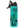 Metallic water bottle with safety lid, 850ml aluminum