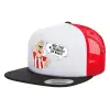 Adult Foam Flat Snapback with Mesh Black-White-Red (POLYESTER, ADULT, UNISEX, ONE SIZE)