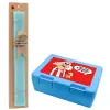 Easter Set, children's snack container BLUE & Easter aromatic flat candle (30cm) (TURQUOISE)