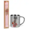 Easter Set, metallic thermal cup (300ml) & aromatic flat Easter candle (30cm) (PINK)