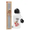 Easter Set, metallic aluminum water bottle (500ml) & aromatic flat Easter candle (30cm) (GRAY)