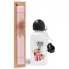 Easter Set, metallic aluminum bottle (500ml) & aromatic flat Easter candle (30cm) (PINK)