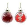 Transparent Christmas tree ball ornament with red filling 8cm