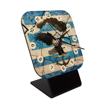 Hellas army αετός, Επιτραπέζιο ρολόι σε φυσικό ξύλο (10cm)