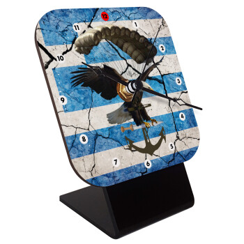 Hellas army αετός, Επιτραπέζιο ρολόι ξύλινο με δείκτες (10cm)