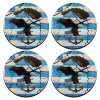 SET of 4 round wooden coasters (9cm)