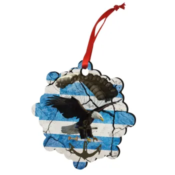 Hellas army αετός, Christmas ornament snowflake wooden 7.5cm
