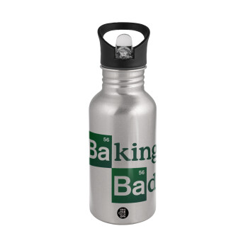 Baking Bad, Water bottle Silver with straw, stainless steel 500ml