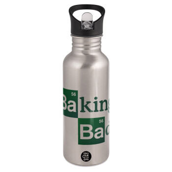 Baking Bad, Water bottle Silver with straw, stainless steel 600ml