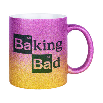 Baking Bad, Κούπα Χρυσή/Ροζ Glitter, κεραμική, 330ml