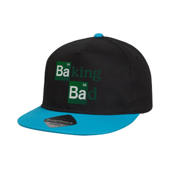 Baking Bad, Child's Flat Snapback Hat, Black/Blue (100% COTTON, CHILD, UNISEX, ONE SIZE)