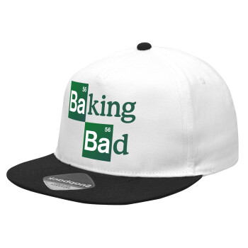 Baking Bad, Καπέλο Ενηλίκων Flat Snapback Λευκό/Μαύρο, (POLYESTER, ΕΝΗΛΙΚΩΝ, UNISEX, ONE SIZE)