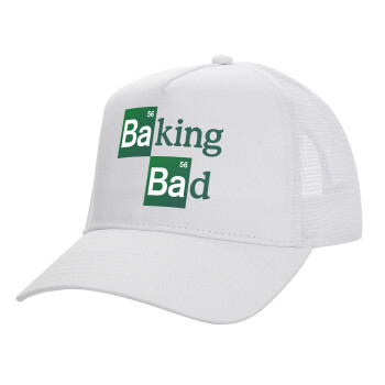 Baking Bad, Καπέλο Ενηλίκων Structured Trucker, με Δίχτυ, ΛΕΥΚΟ (100% ΒΑΜΒΑΚΕΡΟ, ΕΝΗΛΙΚΩΝ, UNISEX, ONE SIZE)