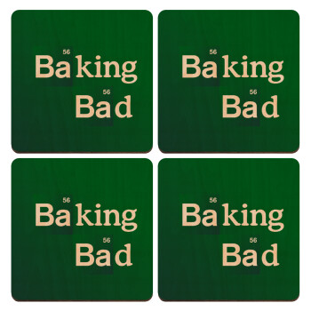 Baking Bad, ΣΕΤ x4 Σουβέρ ξύλινα τετράγωνα plywood (9cm)