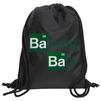 Baking Bad, Τσάντα πλάτης πουγκί GYMBAG Μαύρη, με τσέπη (40x48cm) & χονδρά κορδόνια