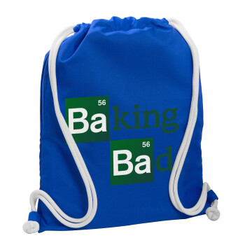 Baking Bad, Τσάντα πλάτης πουγκί GYMBAG Μπλε, με τσέπη (40x48cm) & χονδρά κορδόνια