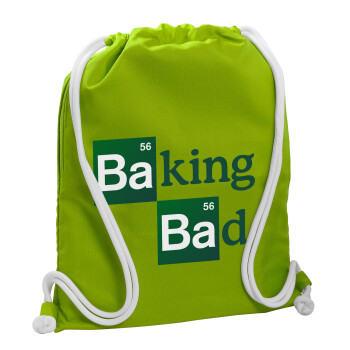 Baking Bad, Τσάντα πλάτης πουγκί GYMBAG LIME GREEN, με τσέπη (40x48cm) & χονδρά κορδόνια