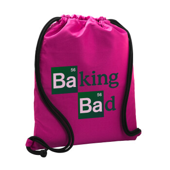 Baking Bad, Τσάντα πλάτης πουγκί GYMBAG Φούξια, με τσέπη (40x48cm) & χονδρά κορδόνια