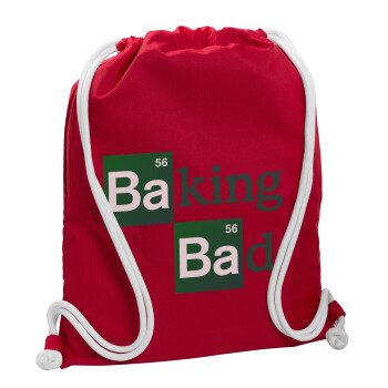 Baking Bad, Backpack pouch GYMBAG Red, with pocket (40x48cm) & thick cords