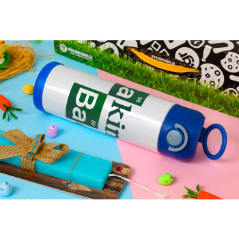 Baking Bad, Πασχαλινή Λαμπάδα με Παιδικό παγούρι θερμό, ανοξείδωτο, με καλαμάκι ασφαλείας, ΜΠΛΕ (500ml)