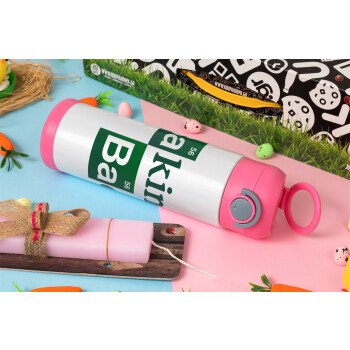 Baking Bad, Πασχαλινή Λαμπάδα με Παιδικό παγούρι θερμό, ανοξείδωτο, με καλαμάκι ασφαλείας, ΡΟΖ (500ml)