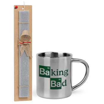 Baking Bad, Πασχαλινό Σετ, μεταλλική κούπα θερμό (300ml) & πασχαλινή λαμπάδα αρωματική πλακέ (30cm) (ΓΚΡΙ)