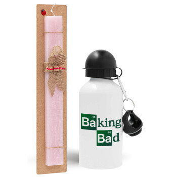 Baking Bad, Πασχαλινό Σετ, παγούρι μεταλλικό αλουμινίου (500ml) & πασχαλινή λαμπάδα αρωματική πλακέ (30cm) (ΡΟΖ)